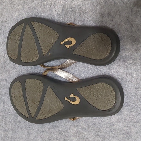 OluKai Ho'opio Leather Women's Beach Sandals brown Leather Flip-Flop Sz 8 - Picture 6 of 10